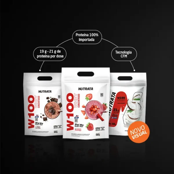 Whey Concentrado W100 900G REFIL -  Nutrata - Imagem 3