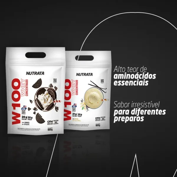 Whey Concentrado W100 900G REFIL -  Nutrata - Imagem 2