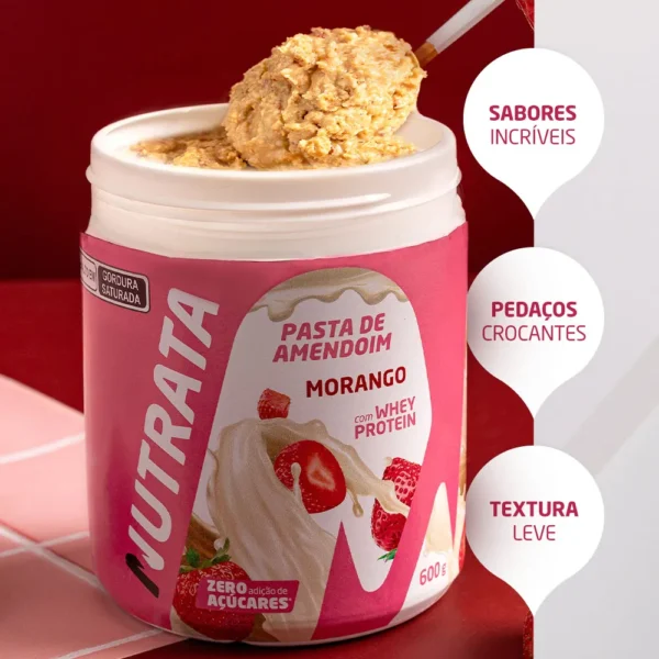 Pasta de Amendoim 600g - Morango Nutrata - Imagem 4
