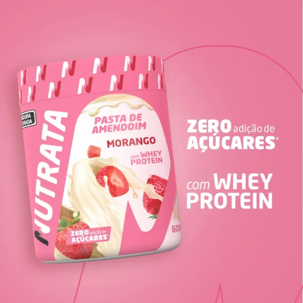 Pasta de Amendoim 600g - Morango Nutrata - Imagem 3