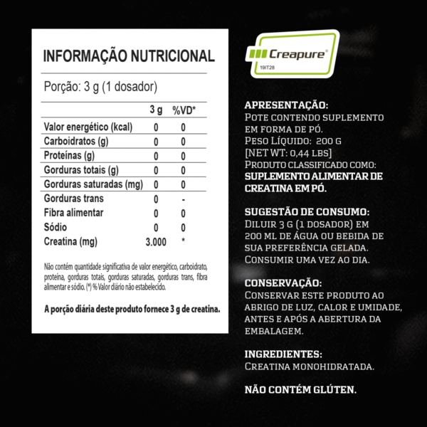 Creatina Creapure 200G - Darkness - Imagem 4